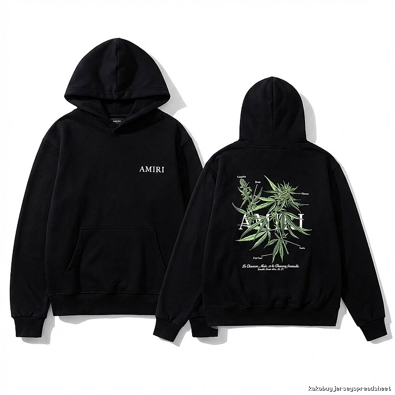 AMIRI Black Hoodie with Botanical Print Style