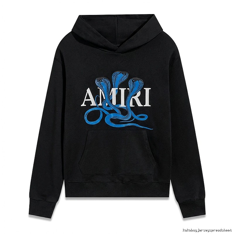 AMIRI black hoodie with snake - pattern printing
