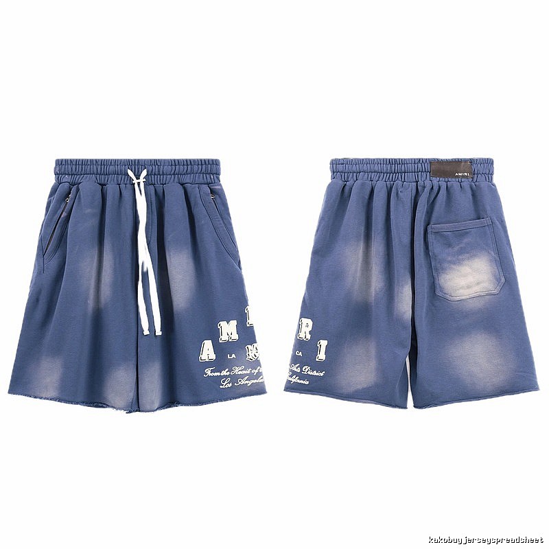 AMIRI Letter Print Street Style Washed Blue Shorts
