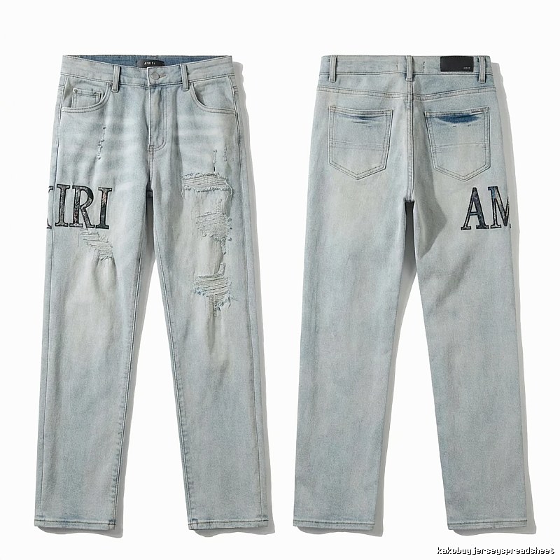 AMIRI ripped trendy light blue jeans