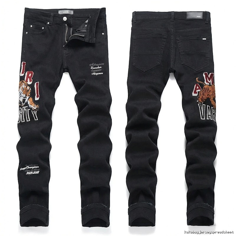 AMIRI Tiger Embroidery Trendy and Cool Style Black Pants