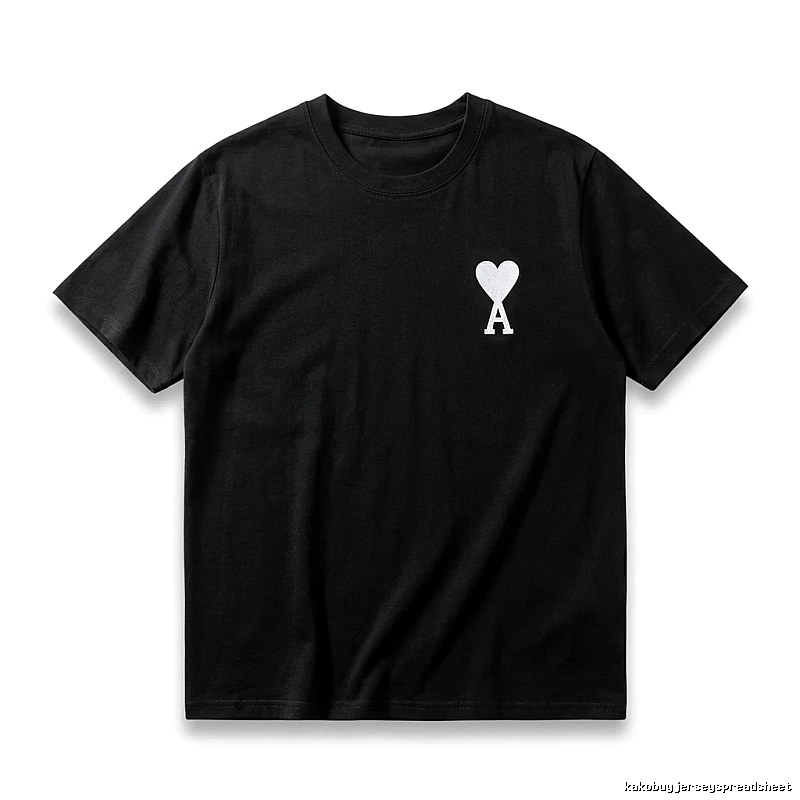 Ami's simple black T-shirt with heart embroidery