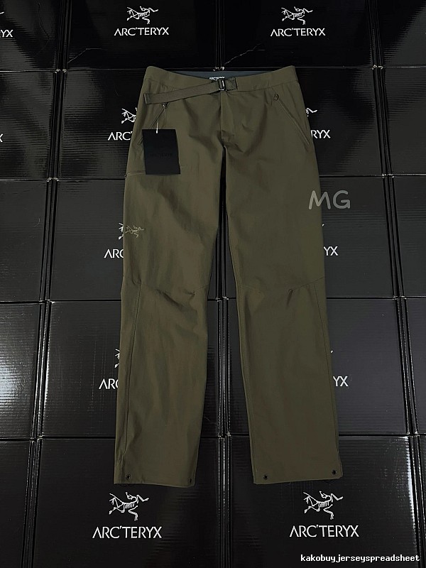 Arc'teryx Olive Technical Straight Pants with clean outdoor profile and subtle performance logo