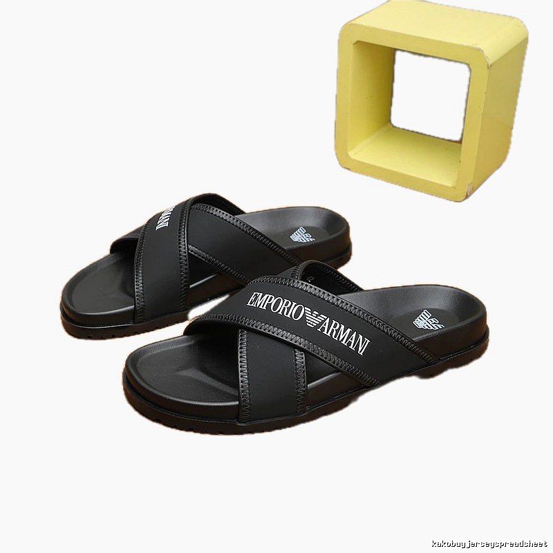 Armani EA Series Casual Style Black Slide Sandals