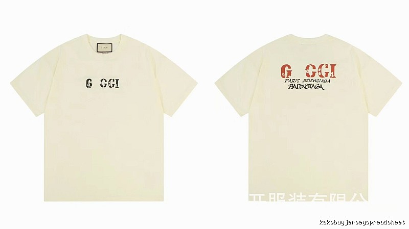 Balenciaga Co-branded Distressed-style Off-white Short Sleeve T-Shirt