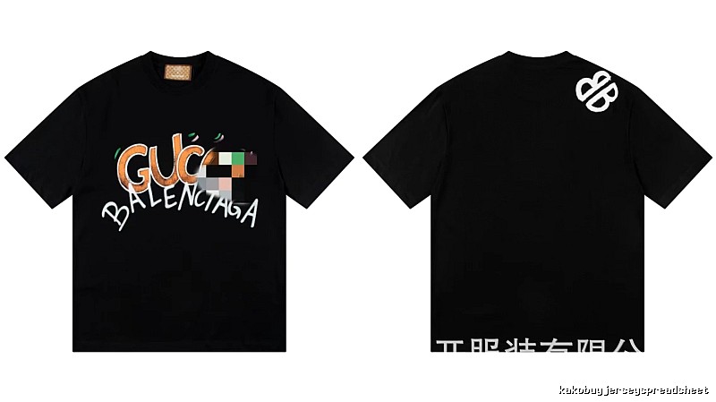 Balenciaga Co-branded Graffiti-Style Black Short-Sleeve T-Shirt