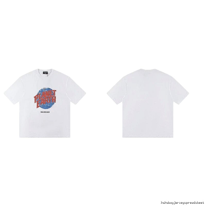 Balenciaga Distressed-style Earth Print White T-Shirt
