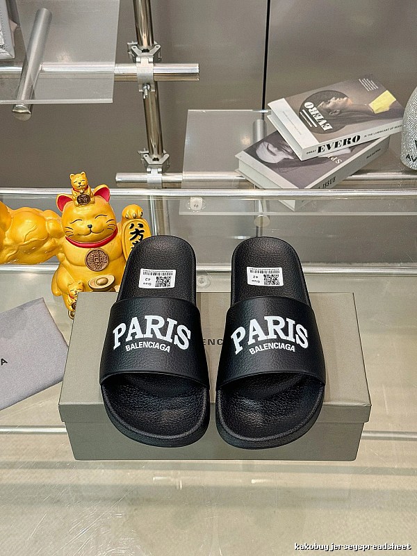 Balenciaga PARIS Print Trendy Black Slippers