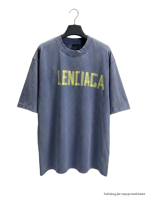 Balenciaga's alphabetic style blue T-shirt.