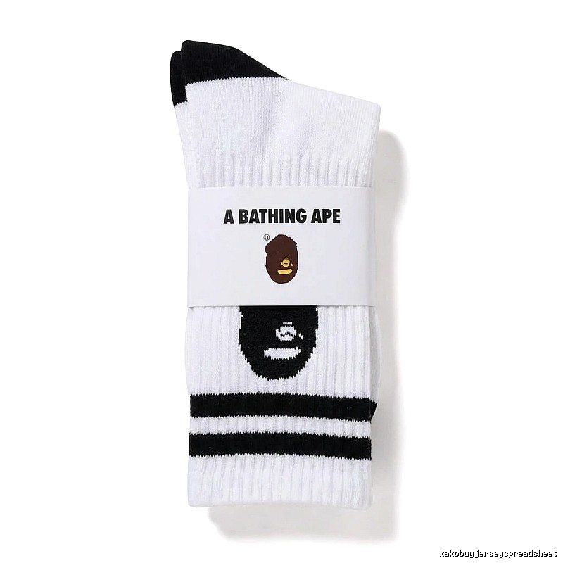 Bape black and white minimalist style socks