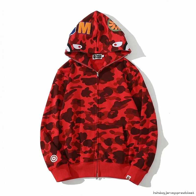 Bape camouflage-style red hoodie