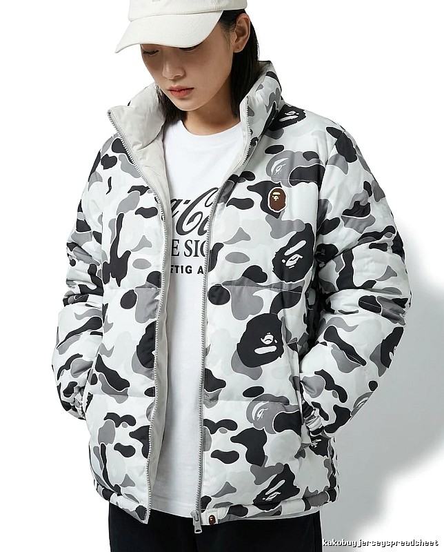 Bape camouflage-style white down jacket