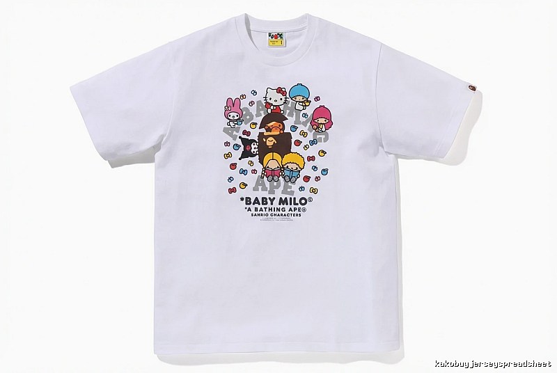 Bape cartoon - printed white T - shirt
