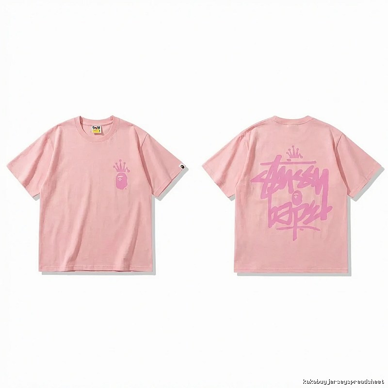 Bape Crown Print Pink Short-sleeve Shirt