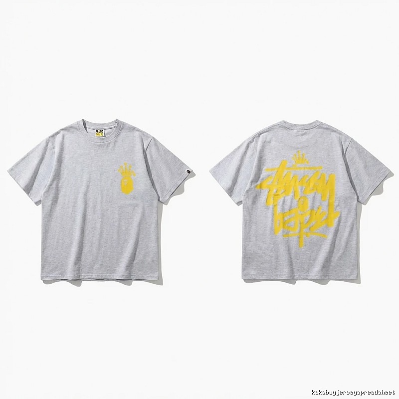 Bape Crown Trendy Brand Light Gray T-shirt