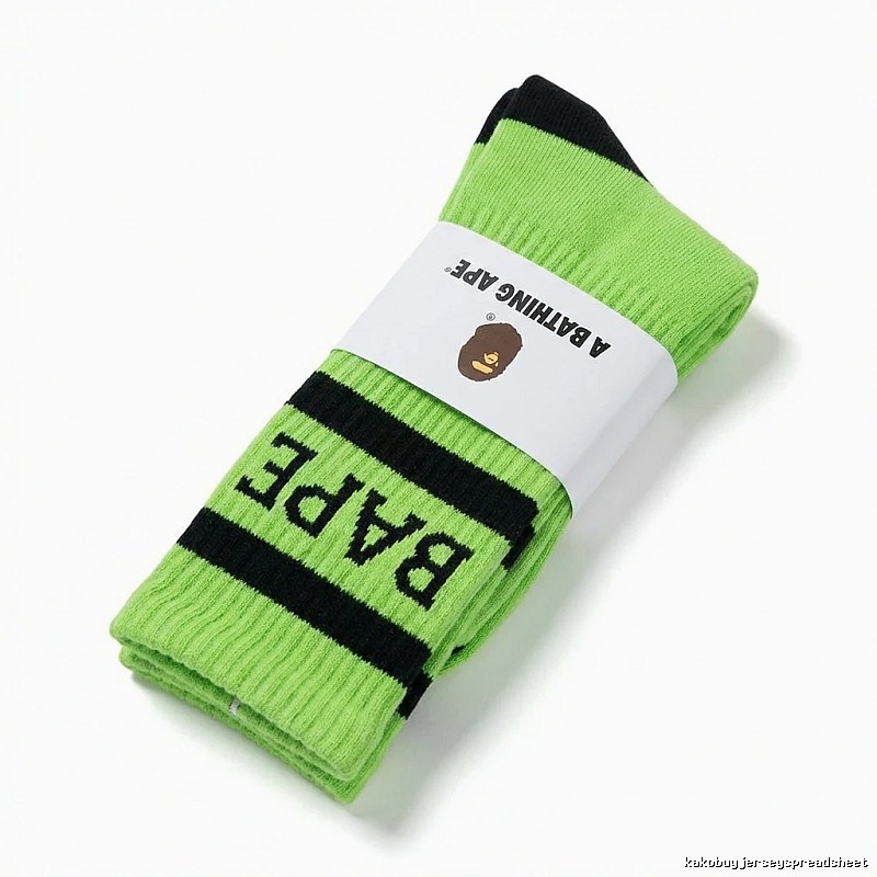Bape fluorescent green trendy socks