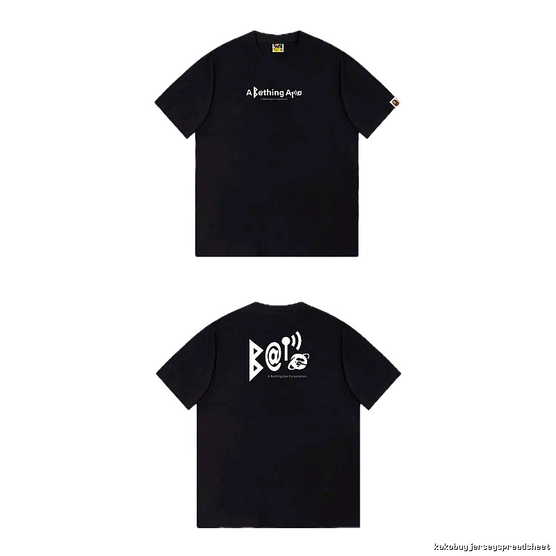 Bape letter - printed short - sleeved black T - shirt