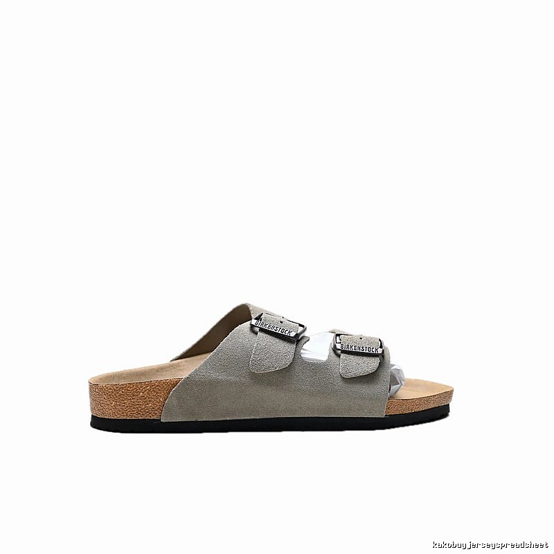 Birkenstock Classic Double-Buckle Casual Style Grey Slide Sandals