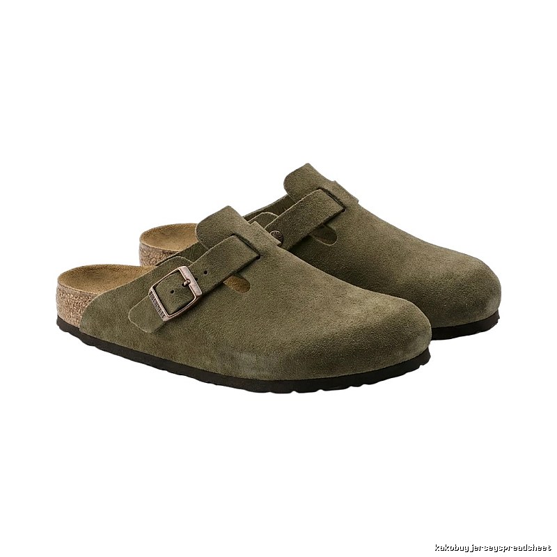 BIRKENSTOCK retro-style khaki slippers
