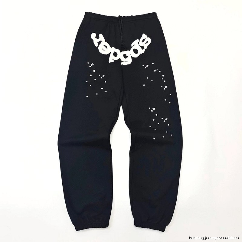 Bold White Branding Sp5der Logo Sweatpants in Black