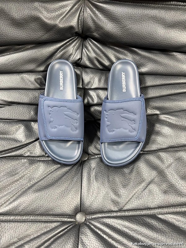 Burberry Embossed Knight Casual Style Navy Blue Slide Sandals