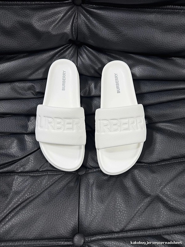 Burberry Embossed Minimalist Style White Slides