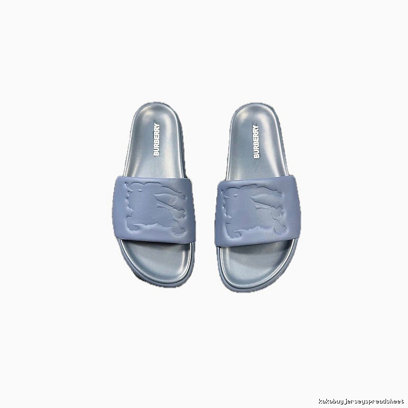 Burberry Equestrian Knight Collection Minimalist Grey-Blue Slide Sandals