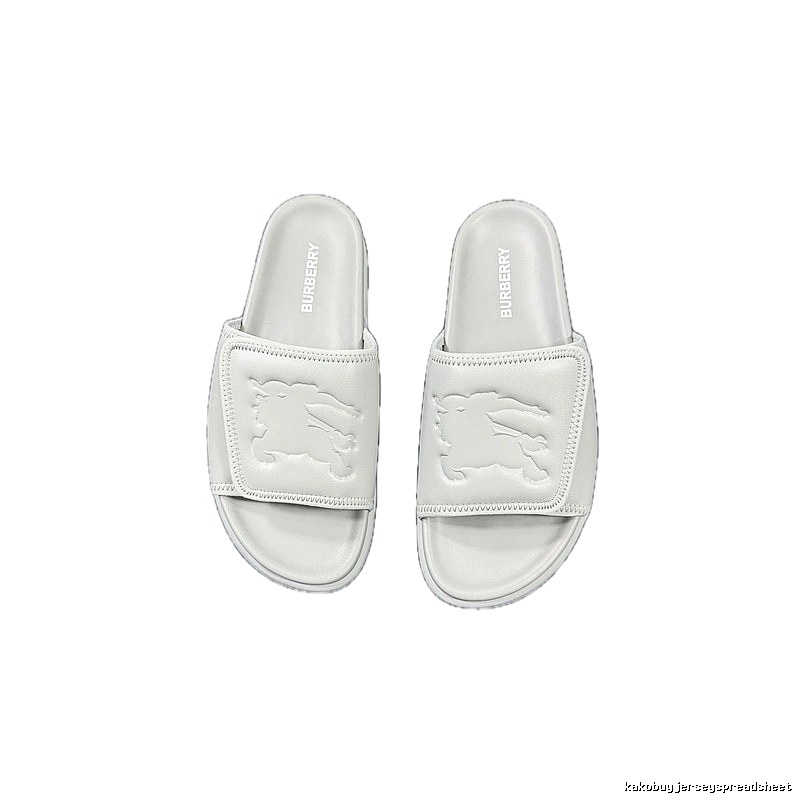 Burberry Equestrian Knight Collection Minimalist Style Light Grey Slide Sandals
