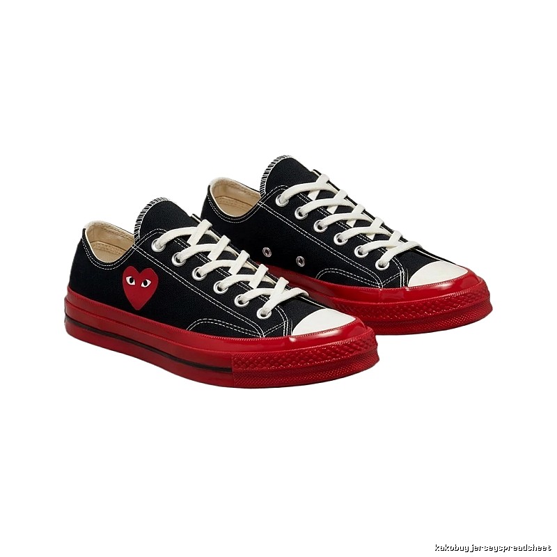 CDG Love Style Black and Red Canvas Shoes