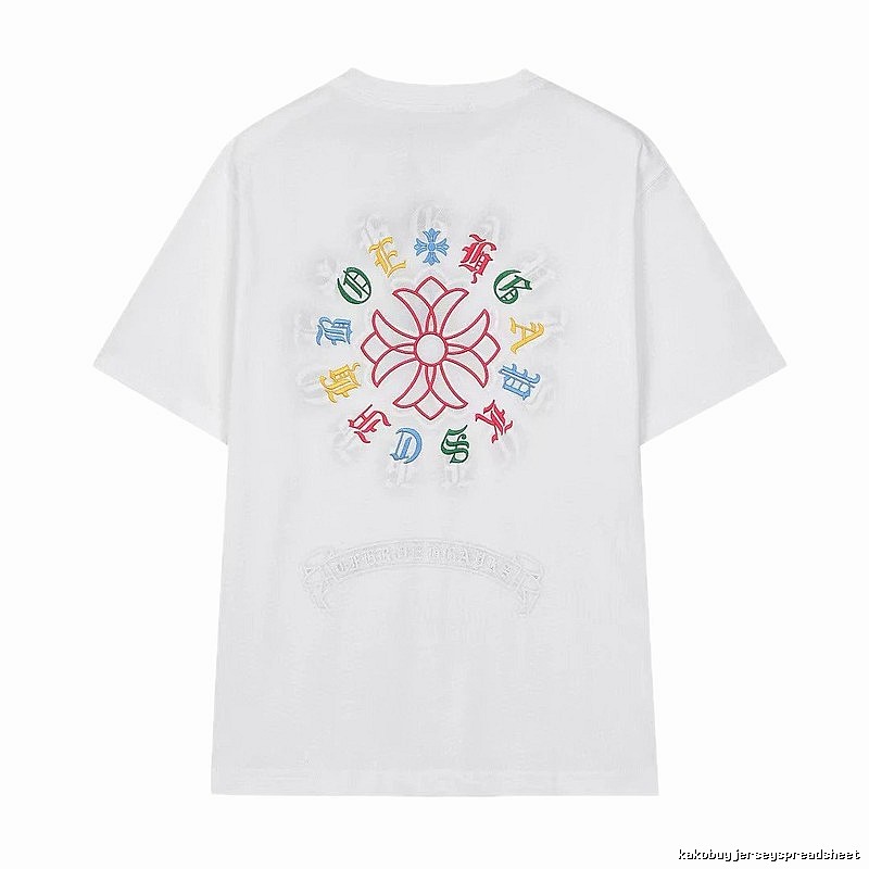 Chrome Hearts Colorful Embroidered Street Style White T-Shirt