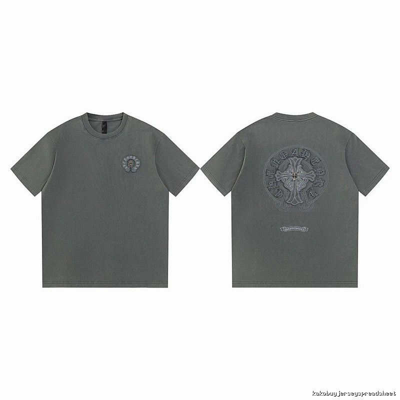 Chrome Hearts Cross Embroidered High Street Dark Grey Short-sleeve T-Shirt