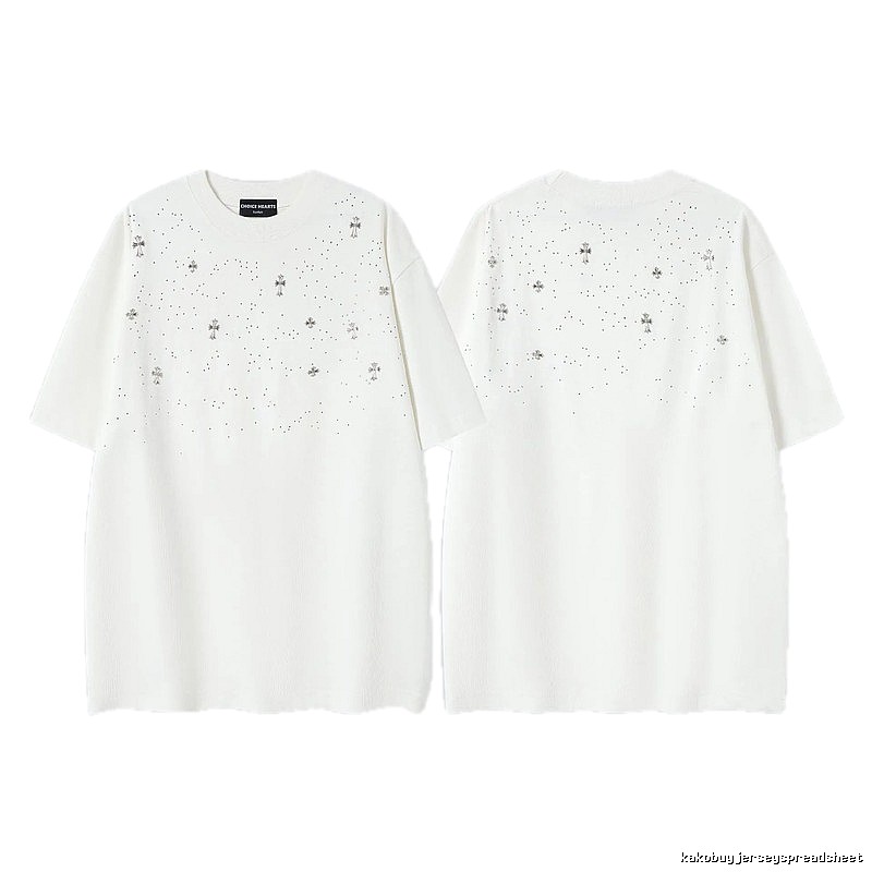 Chrome Hearts Cross Hot-Fix Rhinestone Street Style White T-Shirt