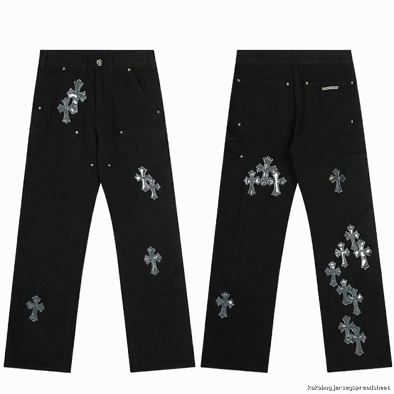 Chrome Hearts Cross Trendy Cool Black Pants