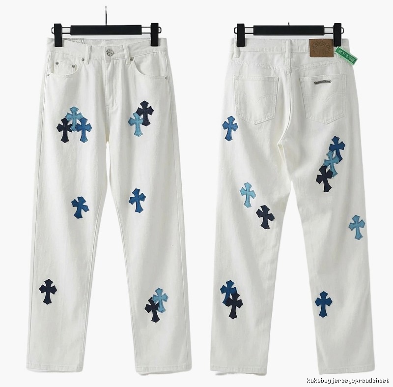 Chrome Hearts Cross Trendy Cool White Jeans