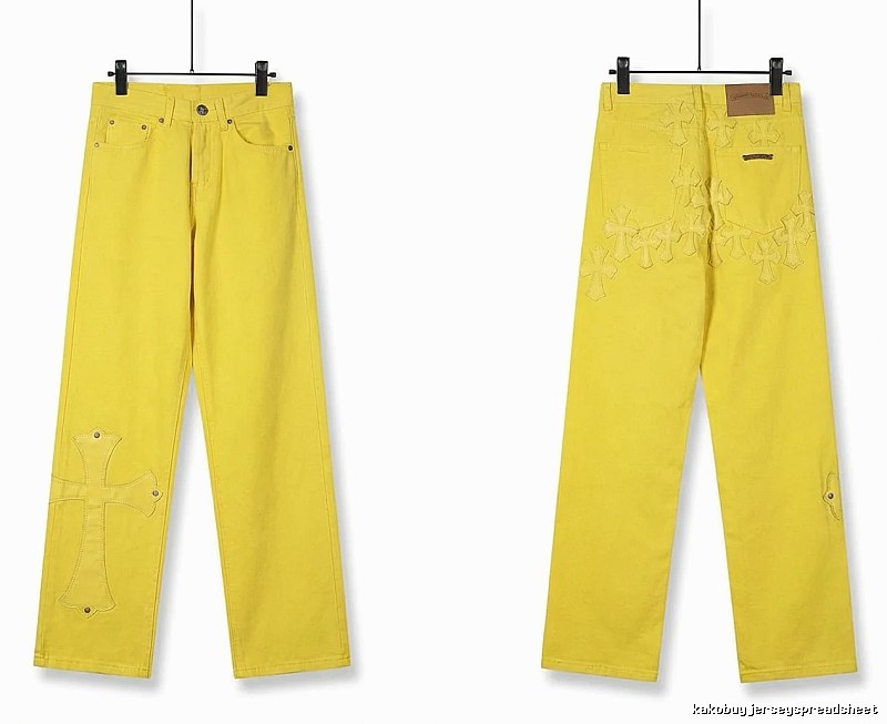 Chrome Hearts Cross Trendy Cool Yellow Jeans