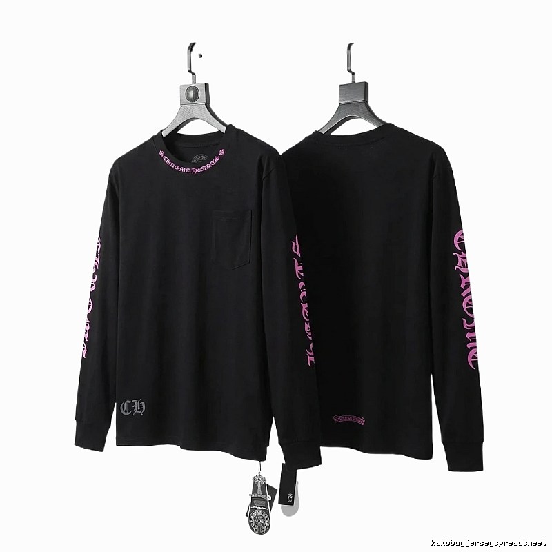 Chrome Hearts Dark Style Pink-lettered Black Long-sleeve