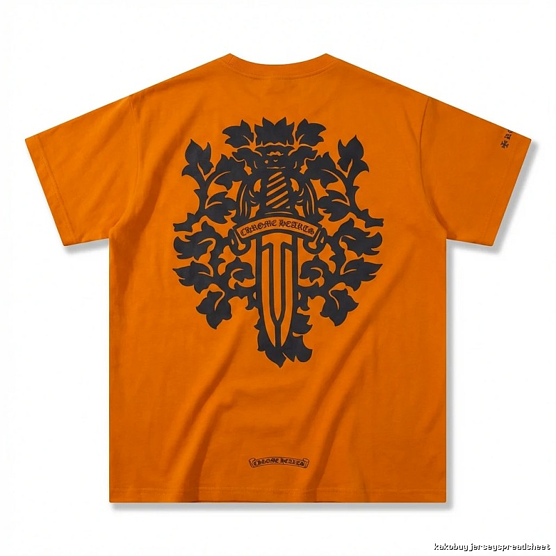 Chrome Hearts Gothic Style Orange T-shirt