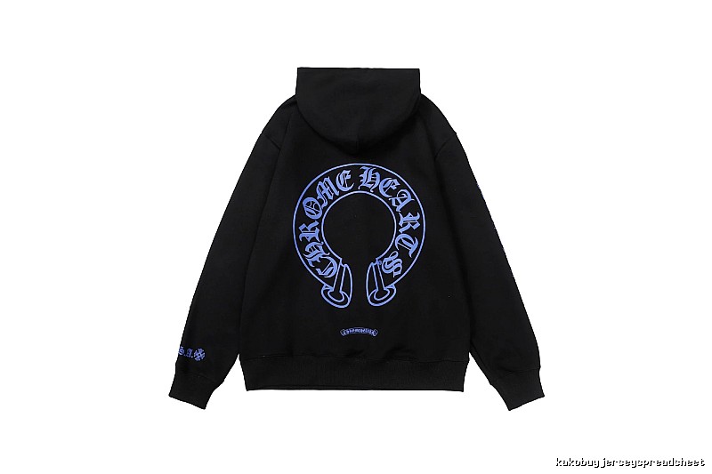 Chrome Hearts Logo Detail Cross graphic hoodie Black Blue Cross with Functional Detail
