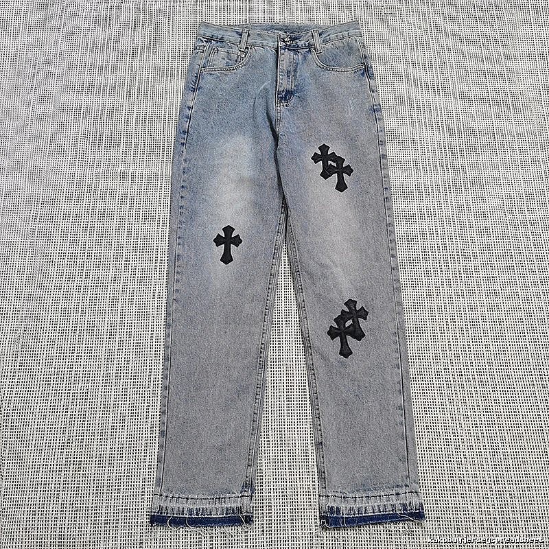 Chrome Hearts Monogram Cross patch jeans White Jeans Black for Layered Styling