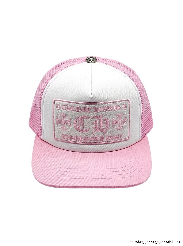 Chrome Hearts Pink and White Patchwork Trendy Hat