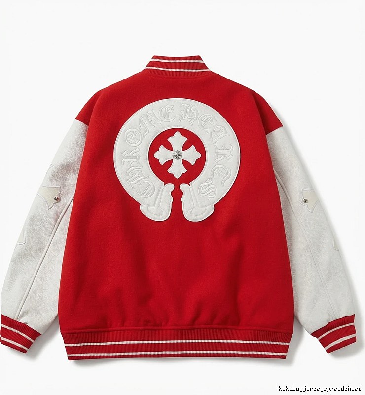 Chrome Hearts Retro Red and White Baseball Jacket