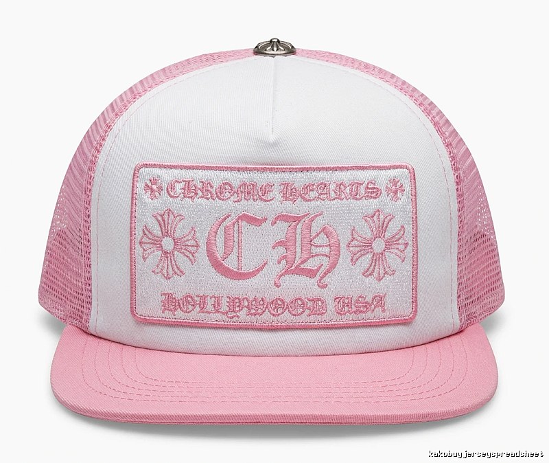 Chrome Hearts Retro Style Pink and White Hat