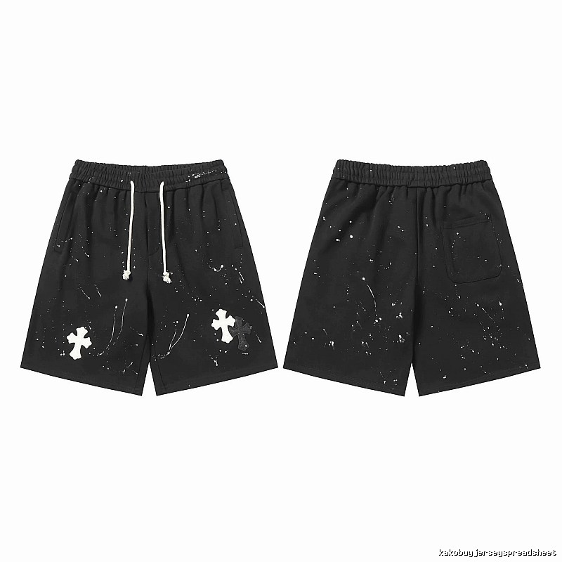 Chrome Hearts splatter - style black shorts