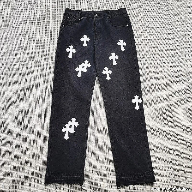 Chrome Hearts Travel Cross patch jeans White Jeans Black with Modern Look