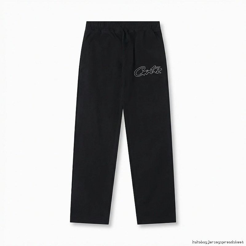 Corteiz minimalist style black long trousers