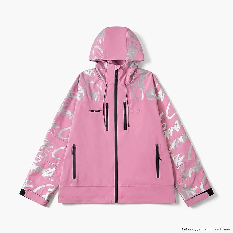 Corteiz Printed Trendy Pink Coat