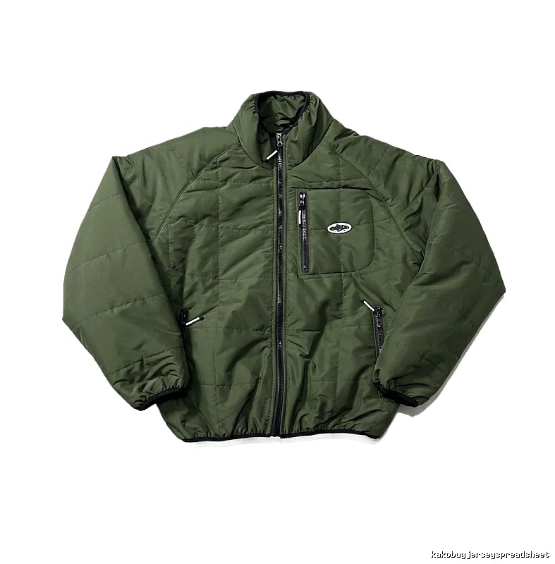 Corteiz Retro Style Olive Green Cotton-padded Coat