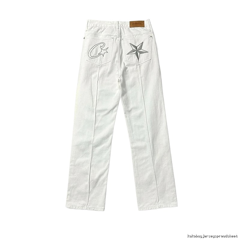 Corteiz Star Embroidery White Jeans