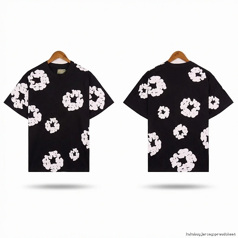 DENIM TEARS Black and White Retro Short-sleeve Shirt