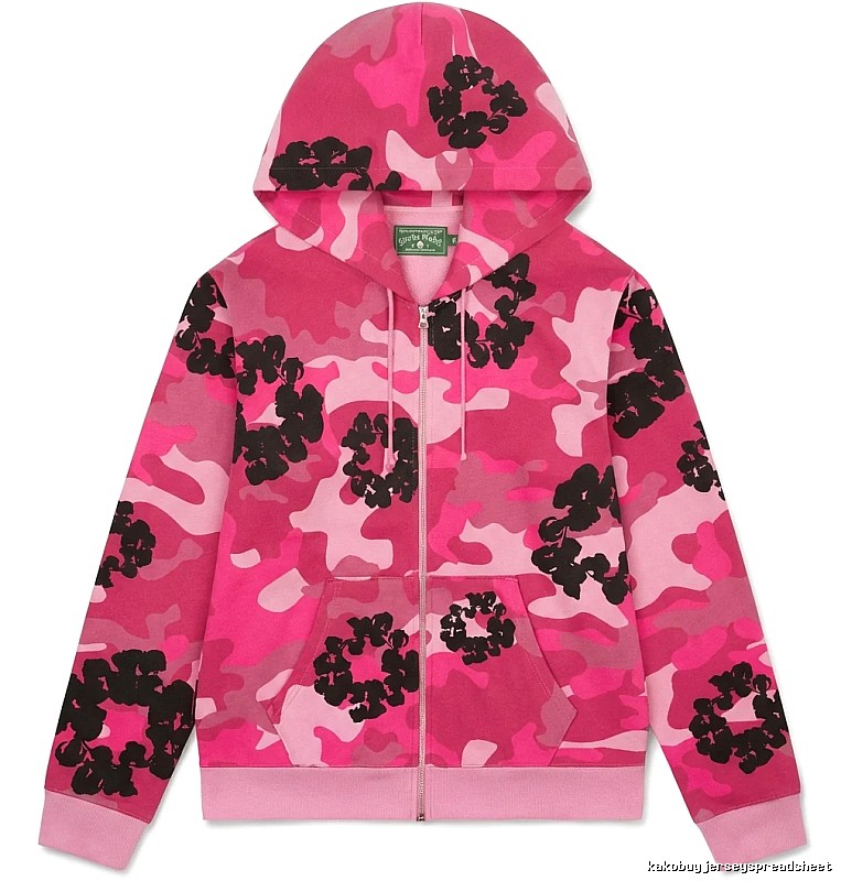 DENIM TEARS camouflage print pink hoodie